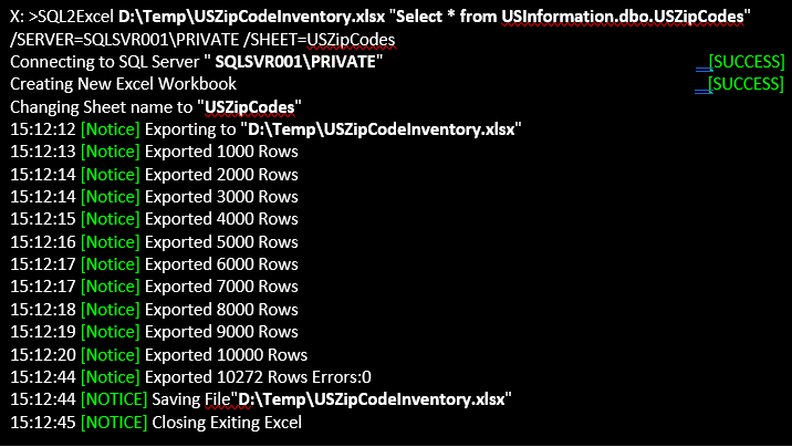 Running SQL2Excel